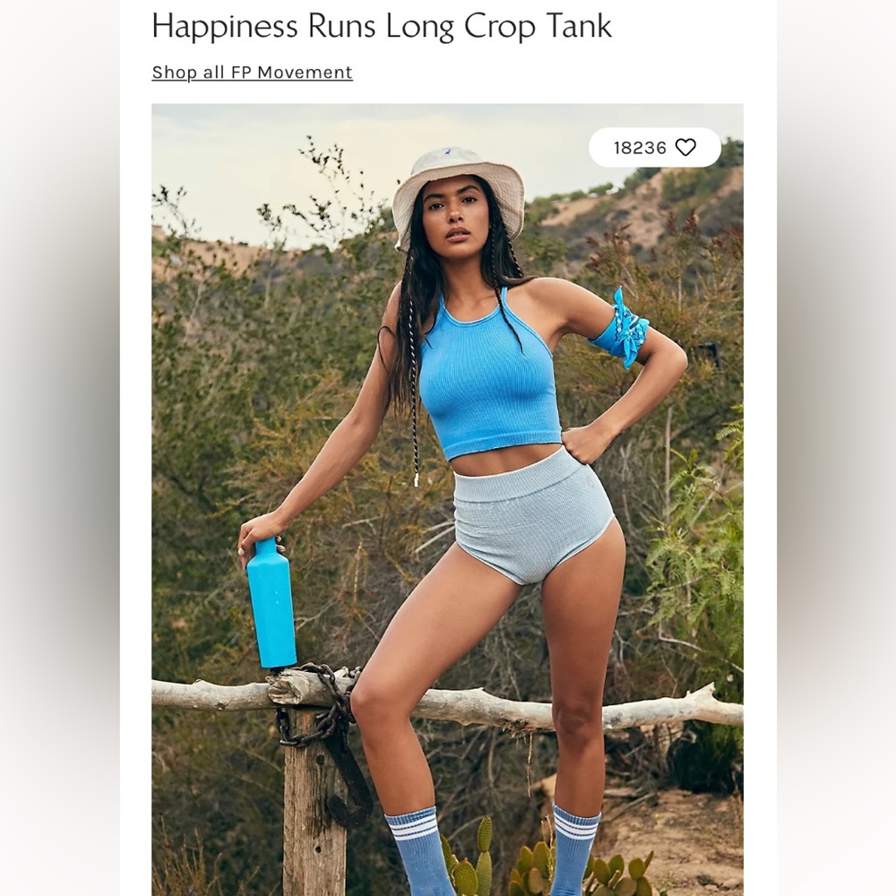 Free People Blue Ribbed Crop Tank - Picture 2 of 3